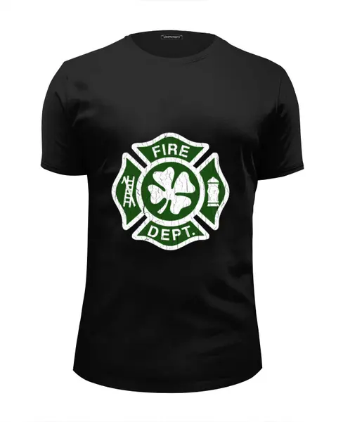 Заказать мужскую футболку в Москве. Футболка базовая Ирландский пожарный от printik - готовые дизайны и нанесение принтов.
