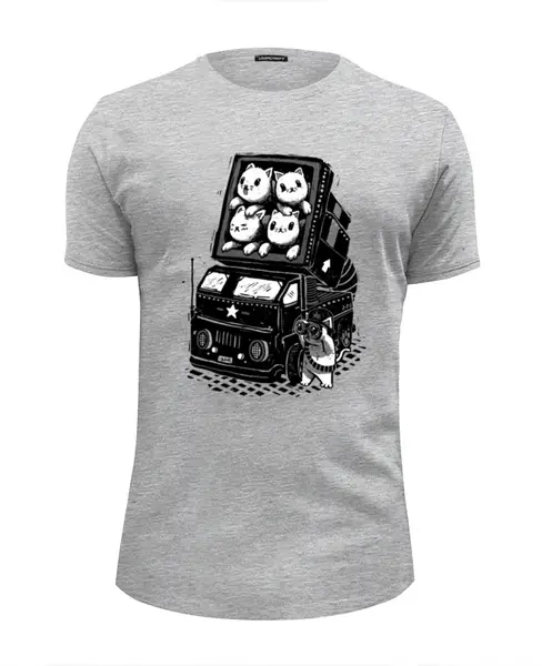 Заказать мужскую футболку в Москве. Футболка базовая Ракетные коты от printik - готовые дизайны и нанесение принтов.