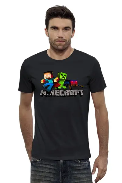 Заказать мужскую футболку в Москве. Футболка базовая Minecraft - Майнкрафт от Savara - готовые дизайны и нанесение принтов.