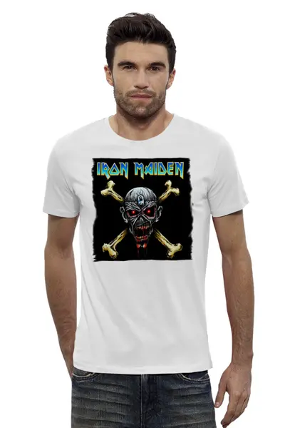 Заказать мужскую футболку в Москве. Футболка базовая Iron Maiden Band от Leichenwagen - готовые дизайны и нанесение принтов.