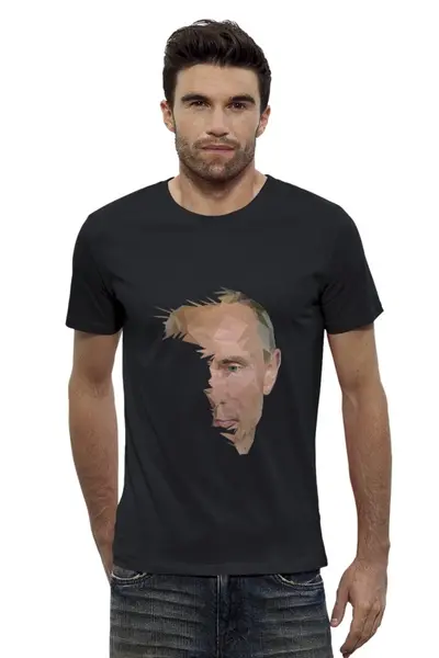 Заказать мужскую футболку в Москве. Футболка базовая Путин от Саша Букина - готовые дизайны и нанесение принтов.
