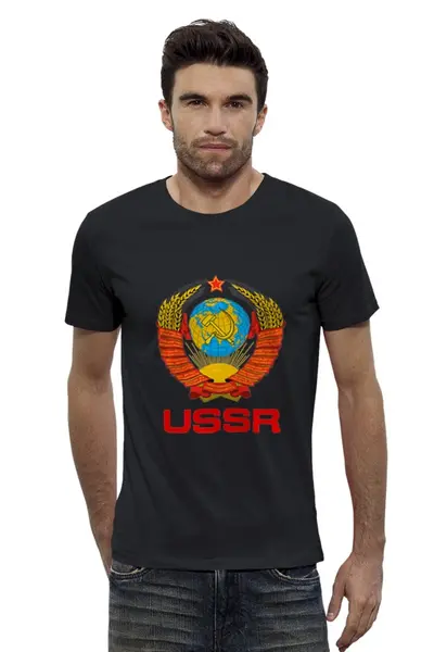 Заказать мужскую футболку в Москве. Футболка базовая Атрибутика CCCP от Djimas Leonki - готовые дизайны и нанесение принтов.
