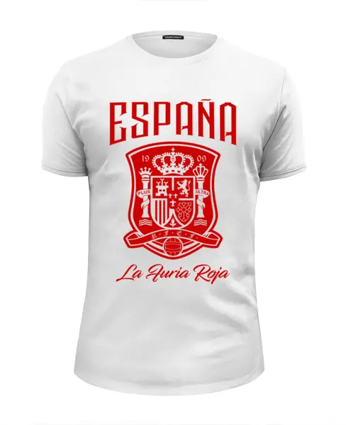 Заказать мужскую футболку в Москве. Футболка базовая Сборная Испании от geekbox - готовые дизайны и нанесение принтов.