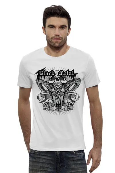 Заказать мужскую футболку в Москве. Футболка базовая BLACK METAL от robus - готовые дизайны и нанесение принтов.