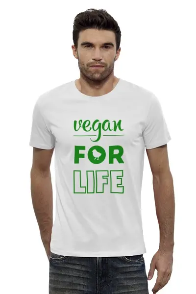 Заказать мужскую футболку в Москве. Футболка базовая Vegan for life от catification - готовые дизайны и нанесение принтов.
