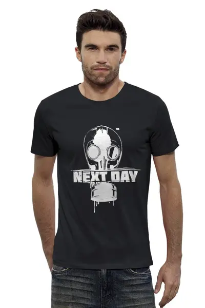 Заказать мужскую футболку в Москве. Футболка базовая Next Day survival от Leichenwagen - готовые дизайны и нанесение принтов.