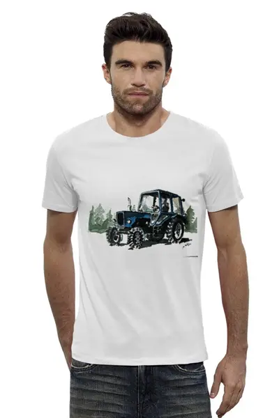 Заказать мужскую футболку в Москве. Футболка базовая "трактор" от михаила доманова от miks - готовые дизайны и нанесение принтов.