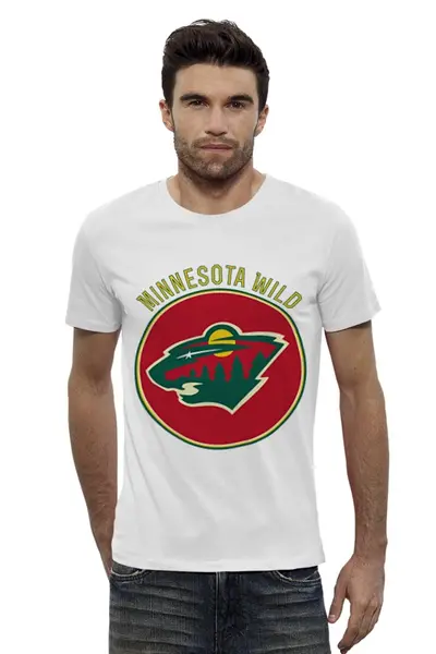 Заказать мужскую футболку в Москве. Футболка базовая minnesota wild от kspsshop - готовые дизайны и нанесение принтов.