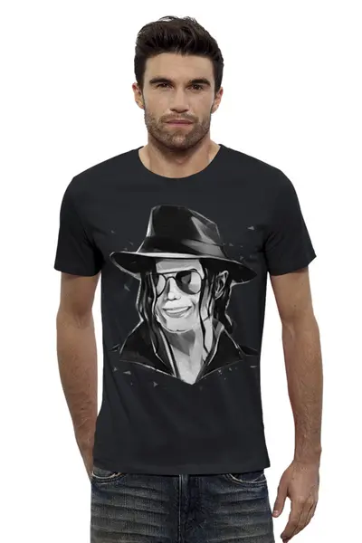 Заказать мужскую футболку в Москве. Футболка базовая Майкл Джексон от ualluon - готовые дизайны и нанесение принтов.