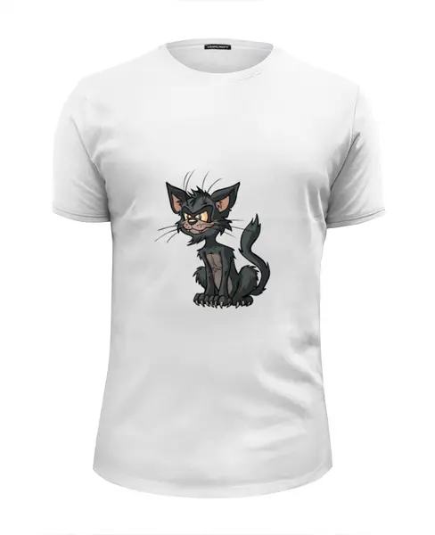 Заказать мужскую футболку в Москве. Футболка базовая Странный котик от T-shirt print  - готовые дизайны и нанесение принтов.
