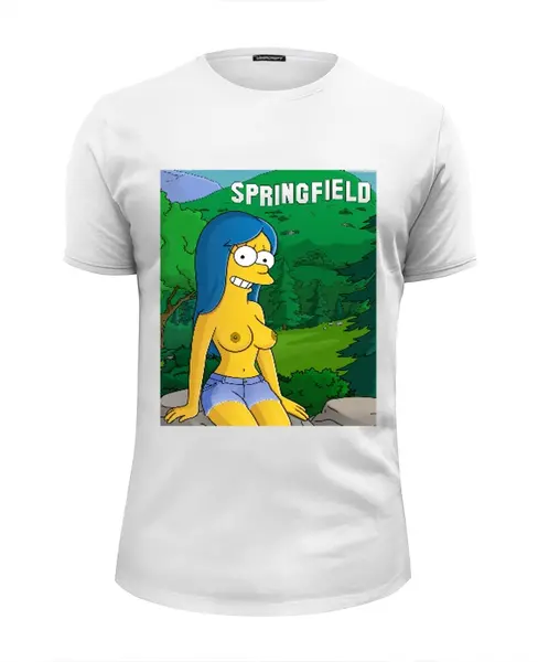 Заказать мужскую футболку в Москве. Футболка базовая Marge Simpson 18+ от maters - готовые дизайны и нанесение принтов.