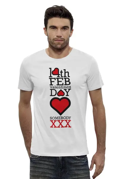 Заказать мужскую футболку в Москве. Футболка базовая Happy Valentines Day от Михаил Авилкин - готовые дизайны и нанесение принтов.