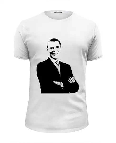 Заказать мужскую футболку в Москве. Футболка базовая Обама от Vinli.shop  - готовые дизайны и нанесение принтов.