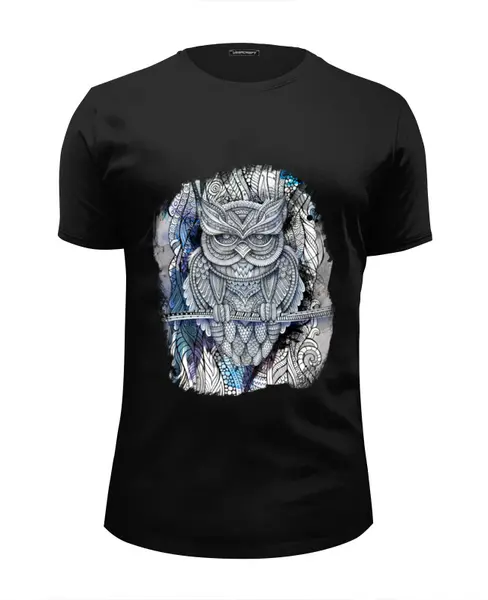 Заказать мужскую футболку в Москве. Футболка базовая Doodle Owl от ArtBYtik - готовые дизайны и нанесение принтов.