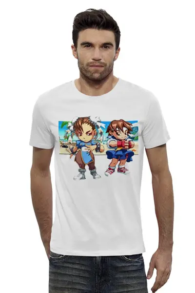 Заказать мужскую футболку в Москве. Футболка базовая Street Fighter #mini Chuni & Sakura от StreetMag - готовые дизайны и нанесение принтов.