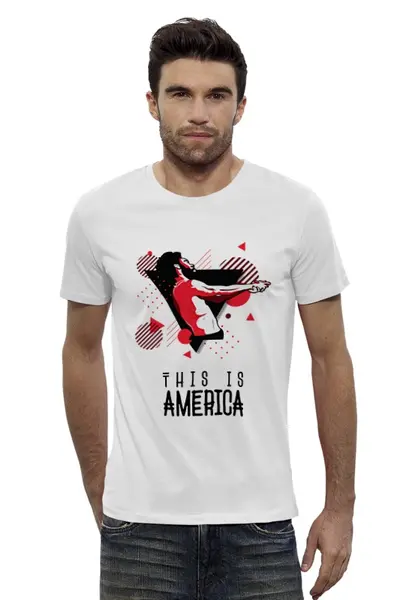 Заказать мужскую футболку в Москве. Футболка базовая This is AMERICA от Albertych - готовые дизайны и нанесение принтов.