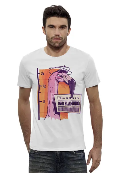 Заказать мужскую футболку в Москве. Футболка базовая Bad Flamingo от Павел Павел - готовые дизайны и нанесение принтов.