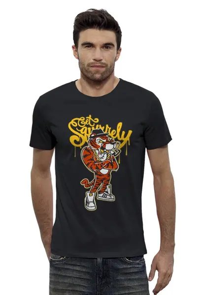Заказать мужскую футболку в Москве. Футболка базовая gangsta tiger от paragonimus - готовые дизайны и нанесение принтов.
