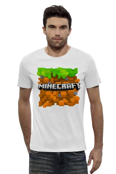 Заказать мужскую футболку в Москве. Футболка базовая Minecraft  от T-shirt print  - готовые дизайны и нанесение принтов.