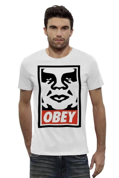Заказать мужскую футболку в Москве. Футболка базовая obey. от ansheg - готовые дизайны и нанесение принтов.