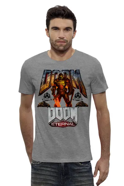 Заказать мужскую футболку в Москве. Футболка базовая DOOM (DOOM ETERNAL) от TheAndarz  - готовые дизайны и нанесение принтов.
