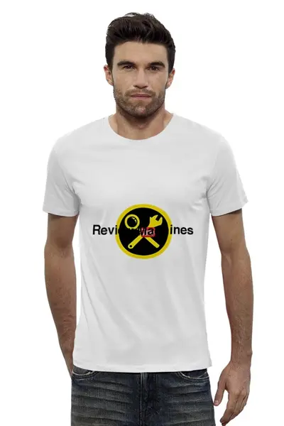 Заказать мужскую футболку в Москве. Футболка базовая Review machines от reviewmachines@mail.ru - готовые дизайны и нанесение принтов.
