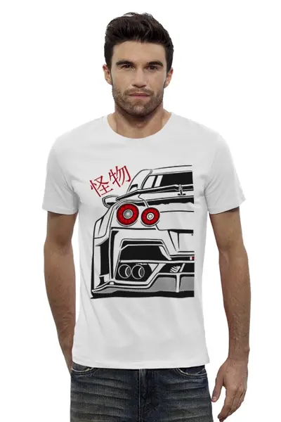 Заказать мужскую футболку в Москве. Футболка базовая Nissan GTR от Oleg Markaryan - готовые дизайны и нанесение принтов.