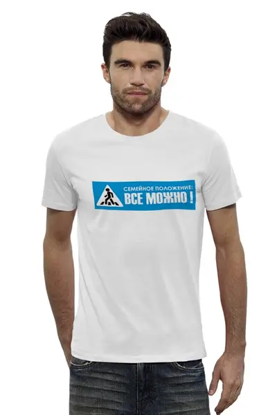 Заказать мужскую футболку в Москве. Футболка базовая Семейное положение; все можно от Денис - готовые дизайны и нанесение принтов.