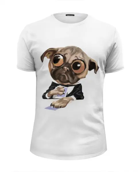 Заказать мужскую футболку в Москве. Футболка базовая собака-картёжник от lilit43 - готовые дизайны и нанесение принтов.