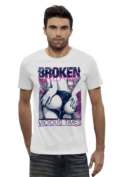 Заказать мужскую футболку в Москве. Футболка базовая broken dreams от denis01001 - готовые дизайны и нанесение принтов.