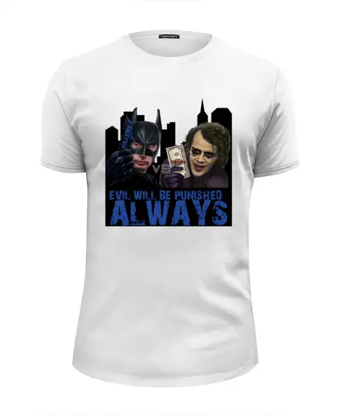 Заказать мужскую футболку в Москве. Футболка базовая Путин Batman        от Savara - готовые дизайны и нанесение принтов.