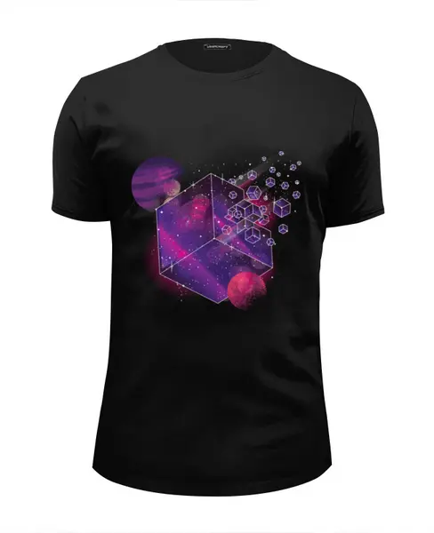 Заказать мужскую футболку в Москве. Футболка базовая Galactic Cube от Павел Павел - готовые дизайны и нанесение принтов.
