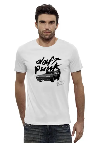 Заказать мужскую футболку в Москве. Футболка базовая Daft Punk  от cherdantcev - готовые дизайны и нанесение принтов.