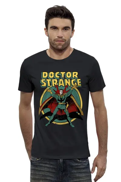 Заказать мужскую футболку в Москве. Футболка базовая Доктор Стрэндж от geekbox - готовые дизайны и нанесение принтов.