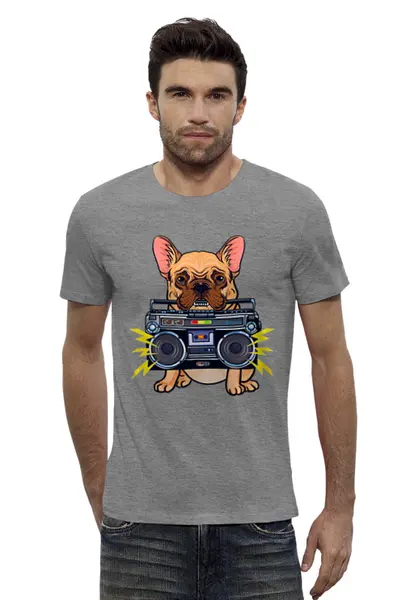 Заказать мужскую футболку в Москве. Футболка базовая Dog boombox от ПРИНТЫ ПЕЧАТЬ  - готовые дизайны и нанесение принтов.