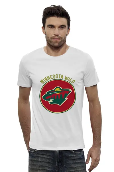 Заказать мужскую футболку в Москве. Футболка базовая Миннесота Уайлд  от kspsshop - готовые дизайны и нанесение принтов.