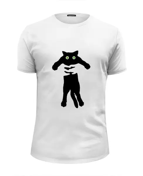 Заказать мужскую футболку в Москве. Футболка базовая Кот в руках от Ксения Золотухина - готовые дизайны и нанесение принтов.