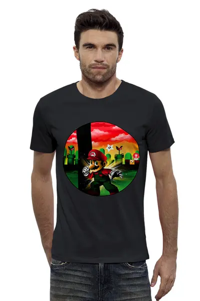 Заказать мужскую футболку в Москве. Футболка базовая Super Mario   от T-shirt print  - готовые дизайны и нанесение принтов.