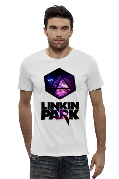 Заказать мужскую футболку в Москве. Футболка базовая Космический LINKIN PARK от rock_silver@mail.ru - готовые дизайны и нанесение принтов.
