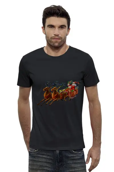 Заказать мужскую футболку в Москве. Футболка базовая Санта Клаус от valezar - готовые дизайны и нанесение принтов.