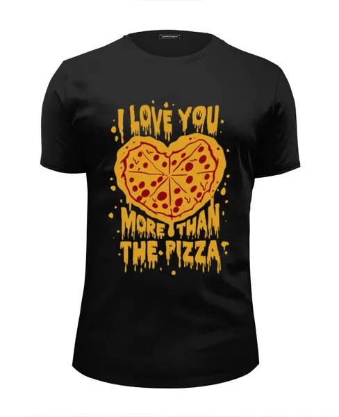 Заказать мужскую футболку в Москве. Футболка базовая Люблю тебя больше пиццы от skynatural - готовые дизайны и нанесение принтов.