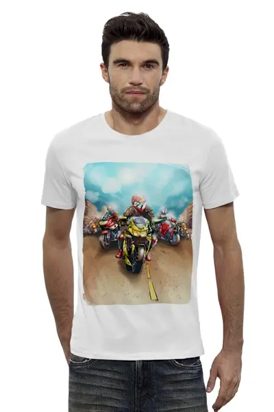 Заказать мужскую футболку в Москве. Футболка базовая motocross  от enzo - готовые дизайны и нанесение принтов.