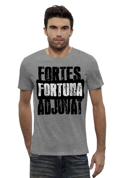 Заказать мужскую футболку в Москве. Футболка базовая FORTES FORTUNA ADJUVAT !!! от Алексс Неро - готовые дизайны и нанесение принтов.