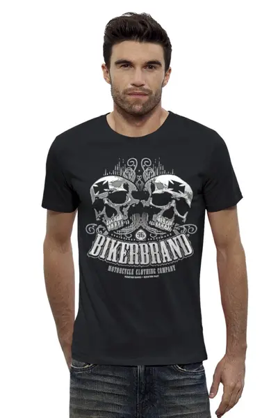 Заказать мужскую футболку в Москве. Футболка базовая Bikerbrand от Leichenwagen - готовые дизайны и нанесение принтов.