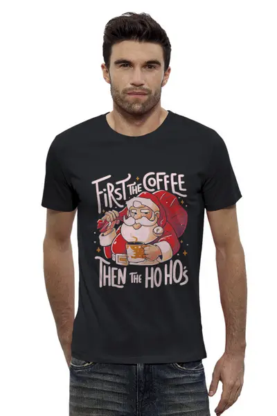 Заказать мужскую футболку в Москве. Футболка базовая Coffee and Ho Ho's от El Fox - готовые дизайны и нанесение принтов.