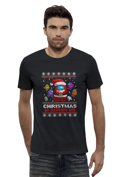 Заказать мужскую футболку в Москве. Футболка базовая Christmas Is Among Us от El Fox - готовые дизайны и нанесение принтов.