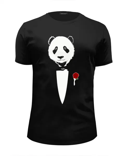 Заказать мужскую футболку в Москве. Футболка базовая Panda Godfather от skynatural - готовые дизайны и нанесение принтов.