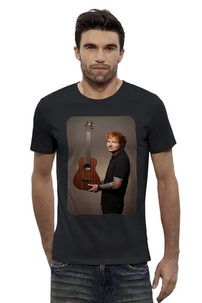 Заказать мужскую футболку в Москве. Футболка базовая Ed Sheeran от Vladec11 - готовые дизайны и нанесение принтов.