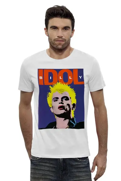 Заказать мужскую футболку в Москве. Футболка базовая Billy Idol от Fedor - готовые дизайны и нанесение принтов.