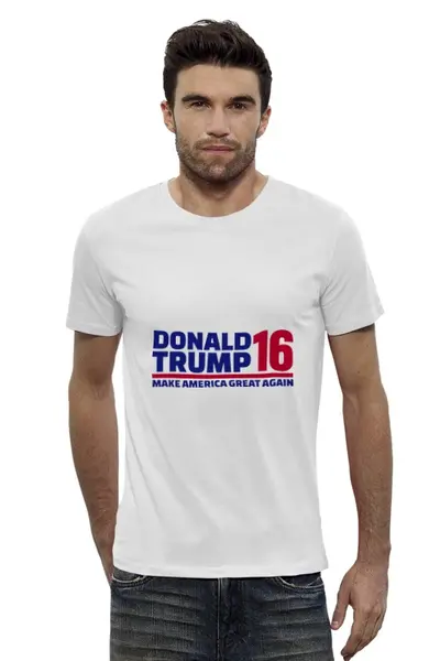 Заказать мужскую футболку в Москве. Футболка базовая Trump - America Great от skynatural - готовые дизайны и нанесение принтов.